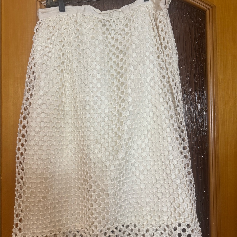 Lila Rose ivory crochet Eyelet A-Line Skirt Sz 18